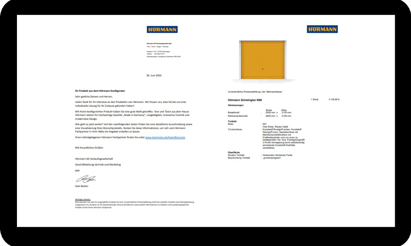 camos CPQ Go Live Hörmann Angebotsinformation